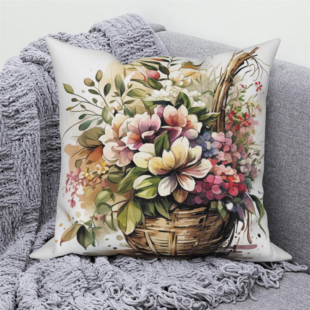 Květinový potisk Dekorativní povlak na polštářek na pohovku auto obývací pokoj Květina Rostlina Polštář