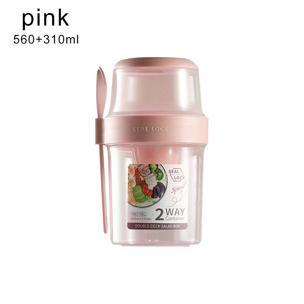 

Двухслойный контейнер для хранения свежих продуктов, контейнер для йогурта и орехов, портативные дорожные банки для хранения, многоцелевой герметичный контейнер для продуктов 560-310ml розовый