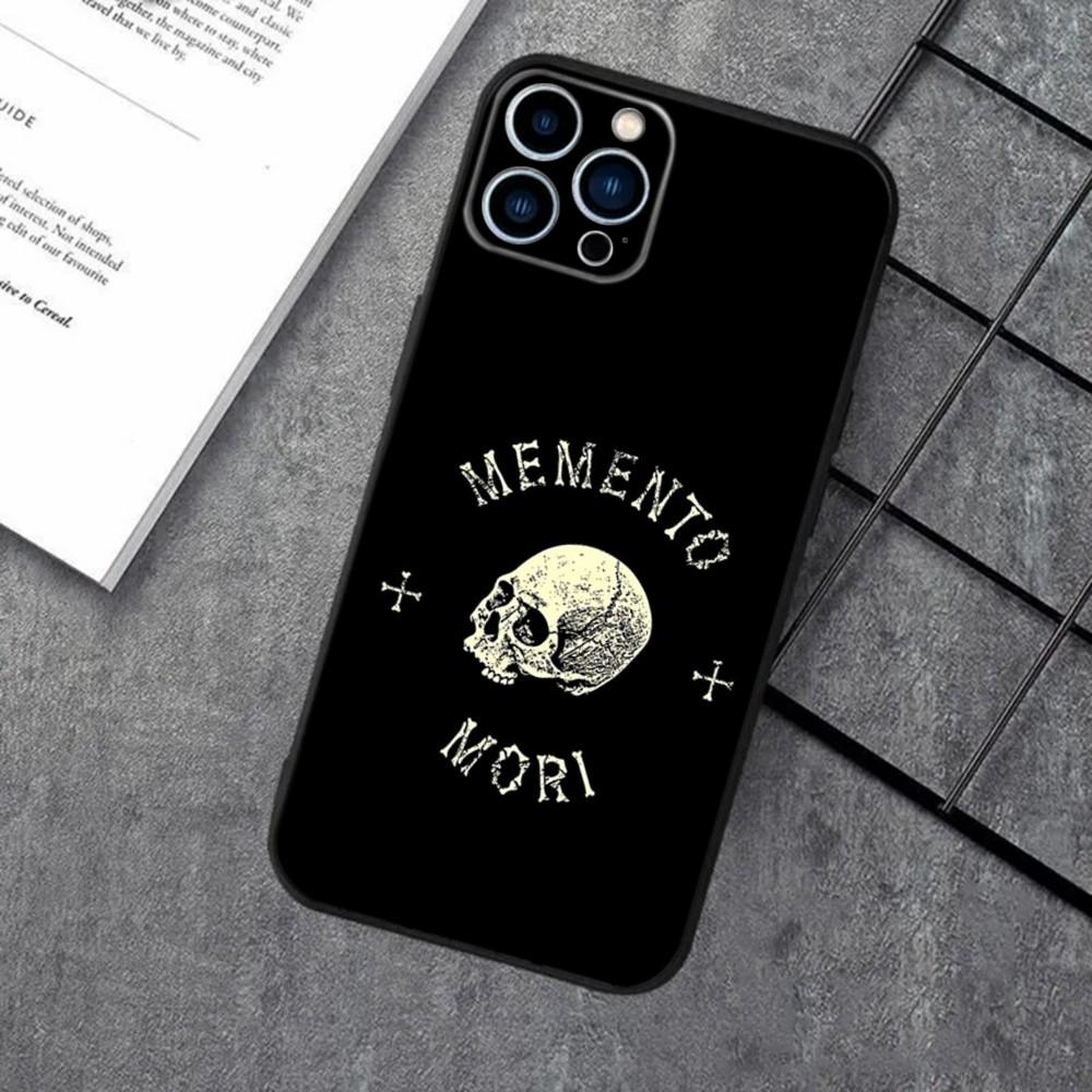 Memento Mori Phone Case For Apple iPhone 15,14,13,12,11,XS,XR,X,8,7,Pro,Max,Plus,mini Silicone Black Cover