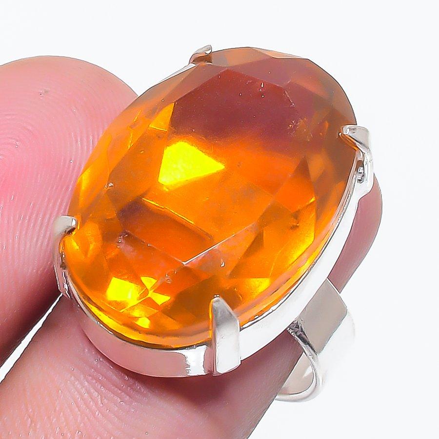 Citrine Gemstone 925 Sterling Silver Jewelry Ring Size 8