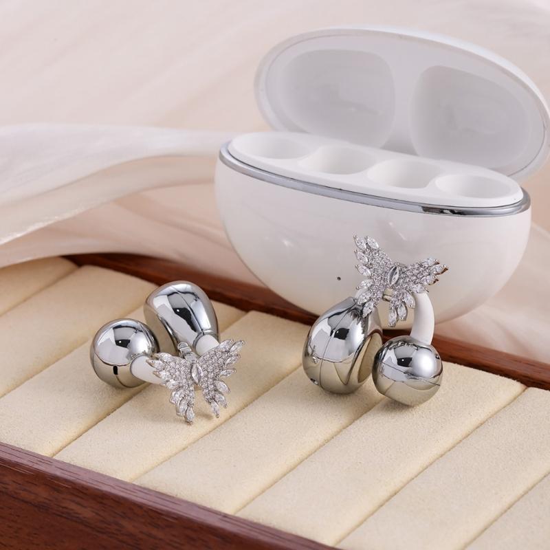 Sparkling Crystal Butterfly Earphone Clip For Freeclip Durability Electroplated Copper Universal Fit Easy Snap On Secure