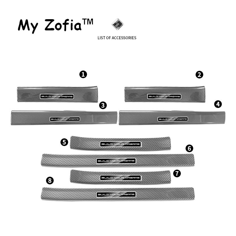For BYD Dolphin 2023 2024 2025 Car Door Sill Scuff Cover ABS Carbon Fiber Pattern Threshold Strip Protective Sticker Accessories
