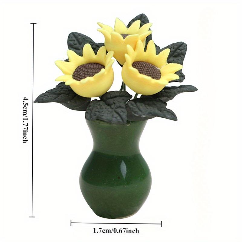 1: 12 Mini Furniture Flower Ornaments Vase Handmade Resin Sunflower Flower Pot Bonsai Model Micro Landscape Ornaments