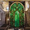 Retro Art Skleněná Fólie Evropský Styl Vitrážové Kostelní Umění Soukromí Okenní Samolepky Neprůhledné Hotelový Klub Veranda Okenní Dekorace Fólie