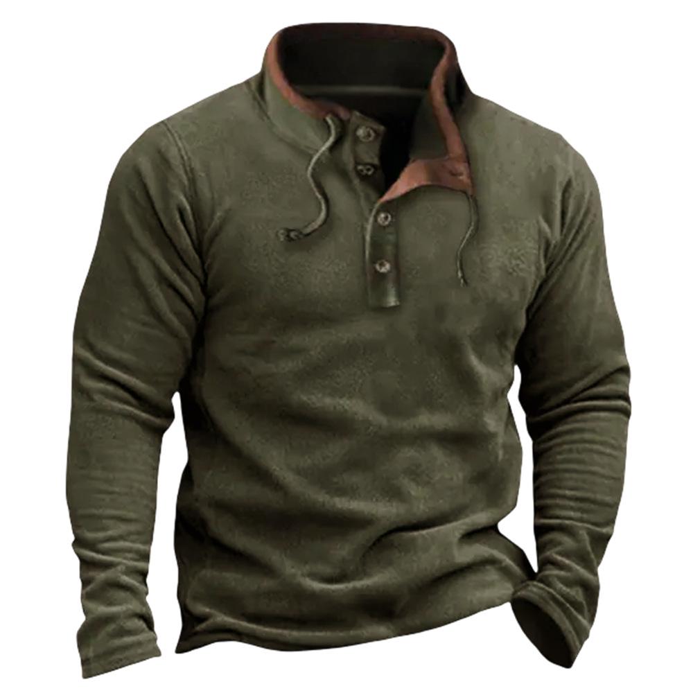 In-Stock 2025 Men's European Casual Fleece Jacket - Autumn/Winter Zip-Up Pullover in Contrasting Colors