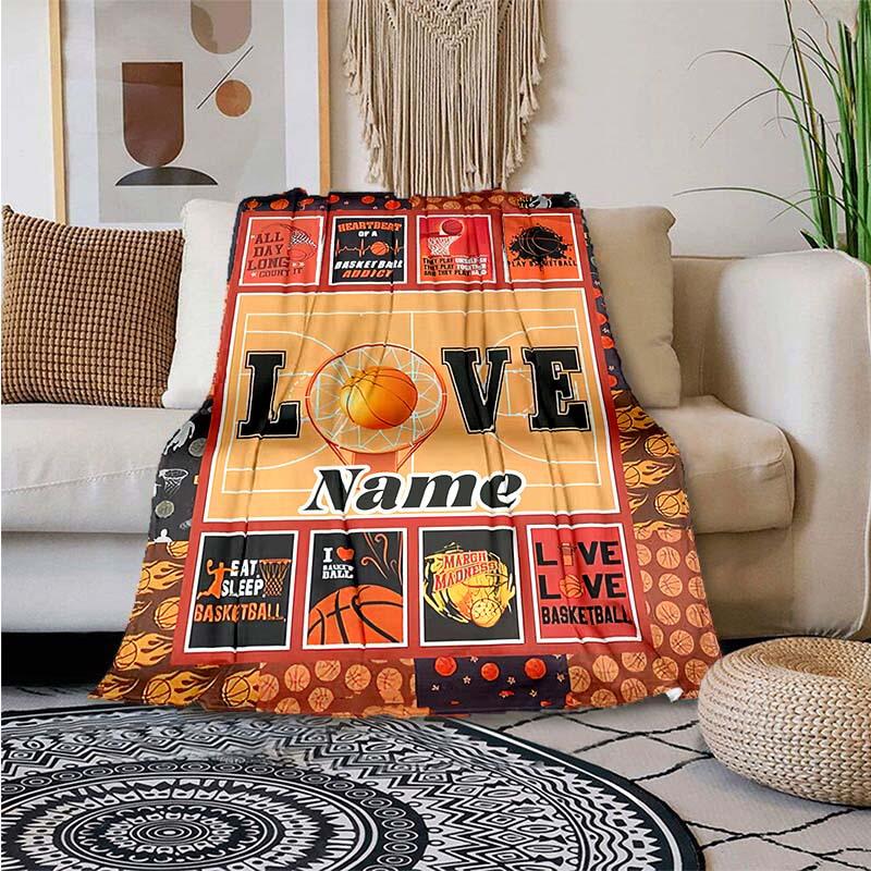 Basketball Court Customize Your Name Outdoor Blanket Used For Chair Office Sofa Bed Camping Soft And Warm Giving Friends And Relatives Birthday