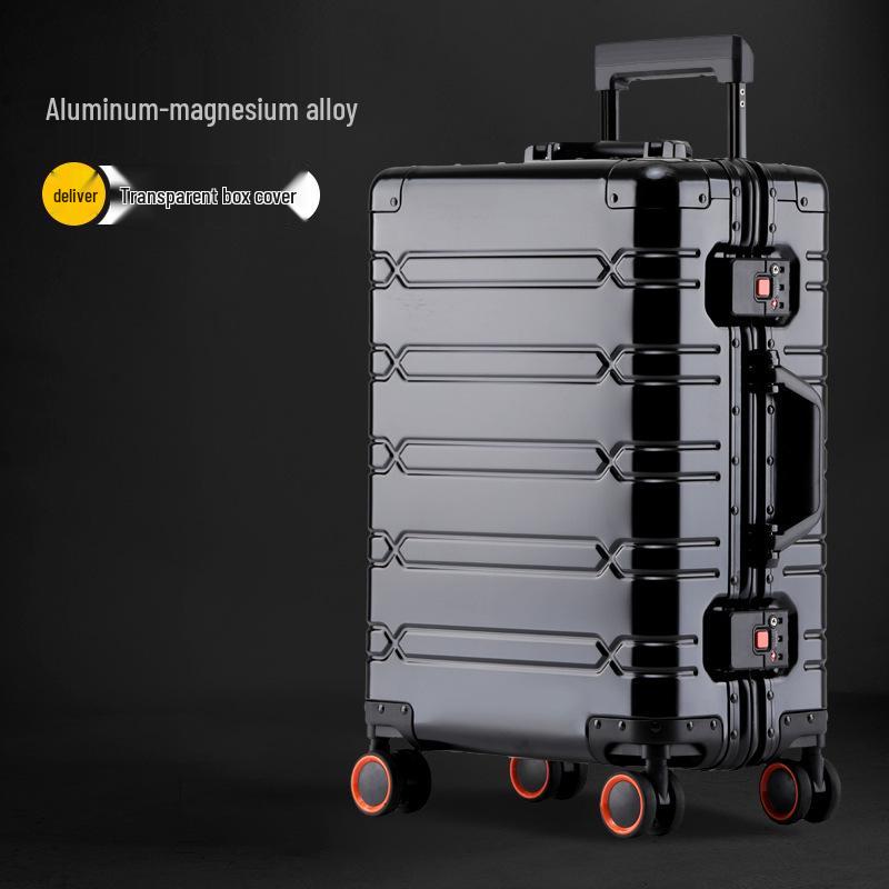 24-inch Aluminum Magnesium Alloy Trolley Luggage with Men's & Women's Combination Lock - Scratch & Wear-resistant Carry-on