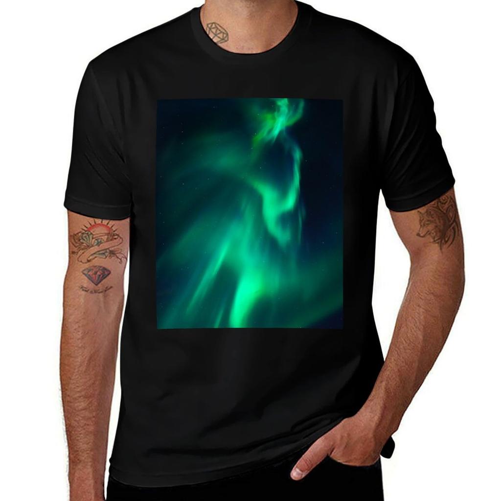 Beautiful Northern Lights Tshirt Plus Size Basic Cotton Tshirt
