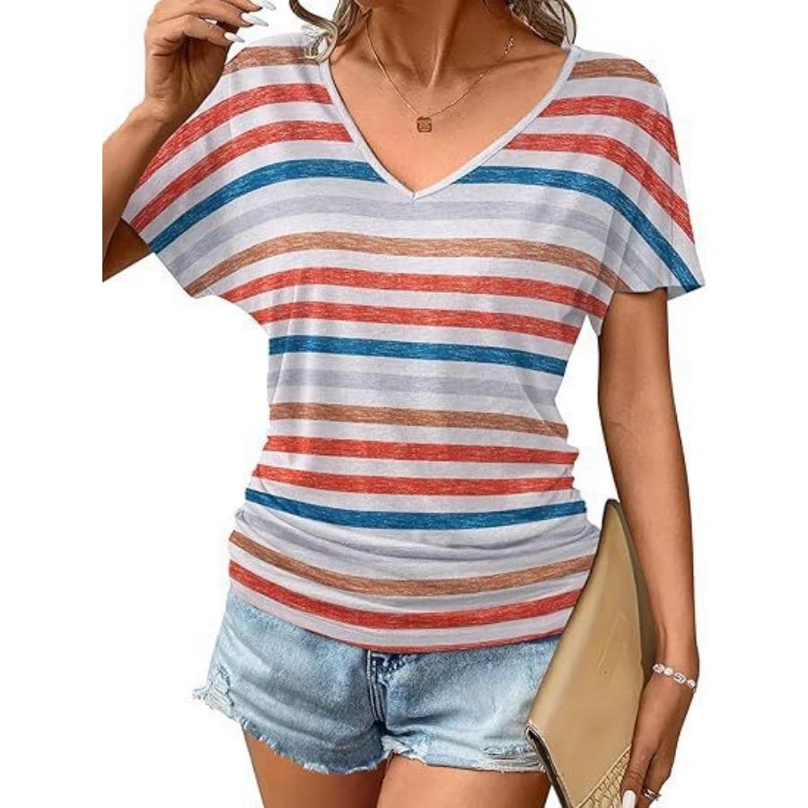 women fashion v neck short sleeve 3d print t shirt summer comfortable sportwear tops