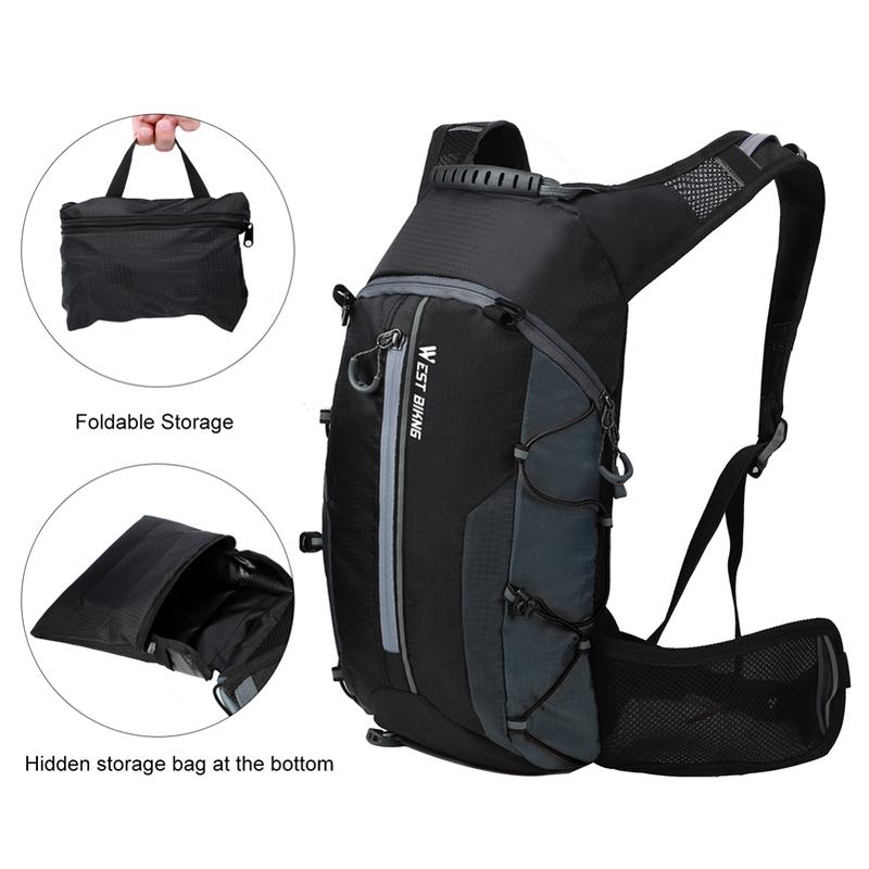 WEST BIKING 10L Nefes Alabilir Bisiklet Sırt Çantası Su Geçirmez Ultra Hafif Katlanabilir Bisiklet Çantası Outdoor Tırmanış Seyahat Yürüyüş Bisiklet Çantası