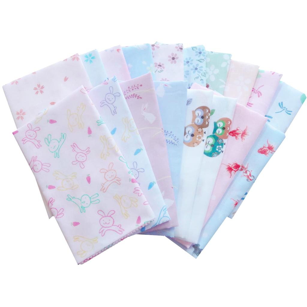 WKG Soft and Fluffy Gauze Tenugui Hand Set of Made In Japanese Blue Sakura Small Japanese Rabbit Owl (Tenugui Towels), 5, Japan, Senshu, Pattern,
