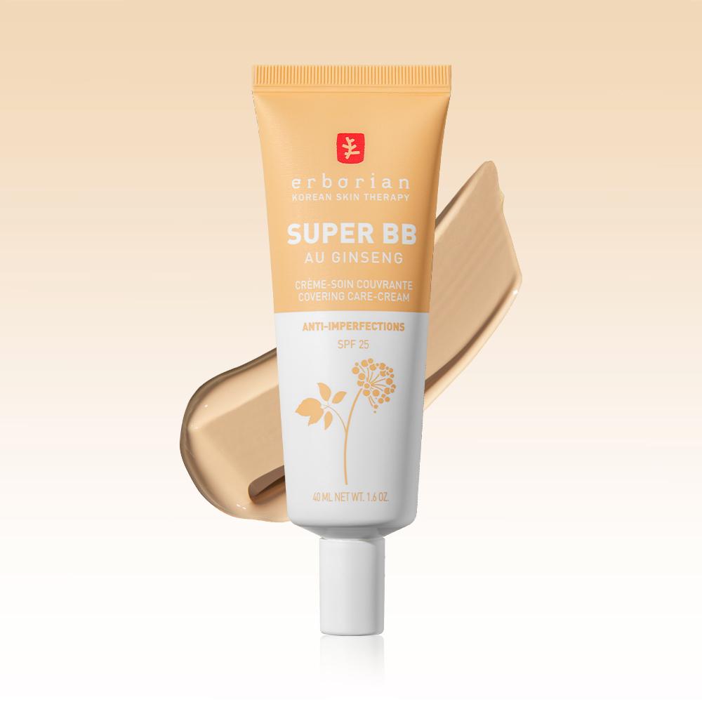 Erborian Super BB Cream SPF25 Nude 40ml – Full Coverage BB Cream, Pore Blurring Effect, Skin Balancing Formula, Korean 40ml