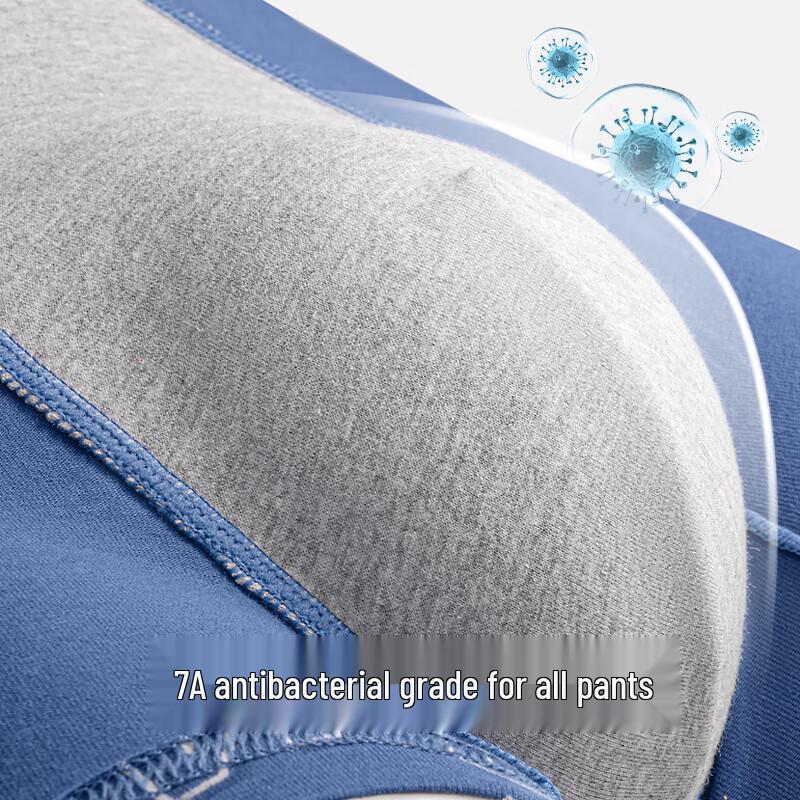 Jianjiang Men's 7A Antibacterial Pure Cotton Boxer Briefs 3-Pack