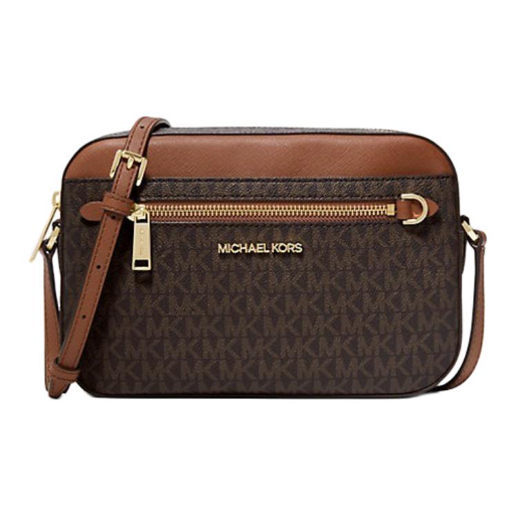 

Michael Kors Mk Jet Set Monogram Logo Chain PVC Leather Camera Bag Women Shoulder Bag Caramel Acorn 35S1GTTC9B-BROWN Basic Set (Bag+Dust Bag)