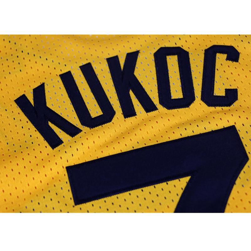 JUGOPLASTIKA 7 Kukoc Maglia da Basket Gialla Sportswear da Esterno di Alta Qualità con Ricamo Ventilazione per Appassionati di Sport