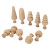 20 Pcs Smooth Edges Blank Wooden Peg Trees 25mm Wooden Xmas Trees Mini Wooden Pendants  Easter Party