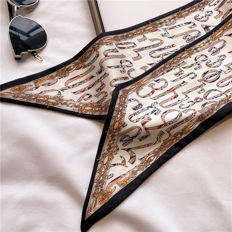 Korean Thin Narrow Ribbon Angled Scarf With Temperament Fashionable Women's Headscarf Small Decoration Versatile Spring Autumn