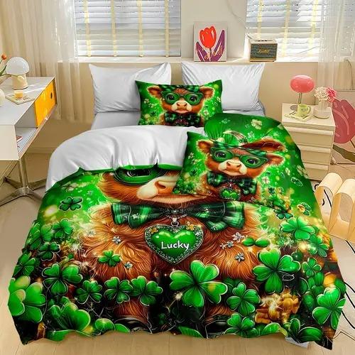 Comforter Four Leaf Clover Four Leaf Clover Background Theme Suitable For Children Kids And Adults Soft And Warm