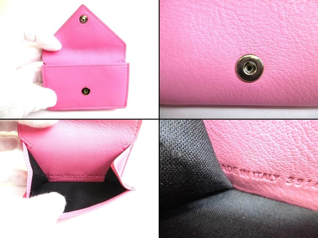 Authentic BALENCIAGA Pink Leather Trifold Mini Wallet Compact Wallet #b126  Open box
