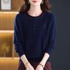 Stylish Women's Rhinestone Wool Round Neck Knit Sweater - Long Sleeve, Warm, Loose Fit for Autumn/Winter
