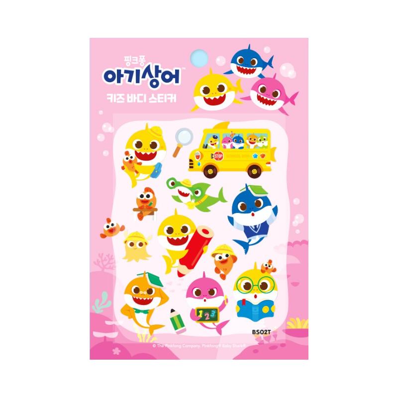 

Зроблено в Кореї - Дитячі наклейки на тіло Pinkfong Baby Shark (4 варіанти) #Fun School