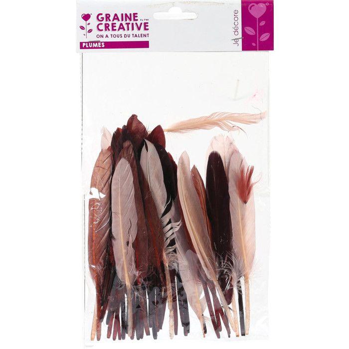 Indian Feathers - Camaïeu - Chocolate - 10 Grams - Approximately 40 Feathers - Length 15 Cm