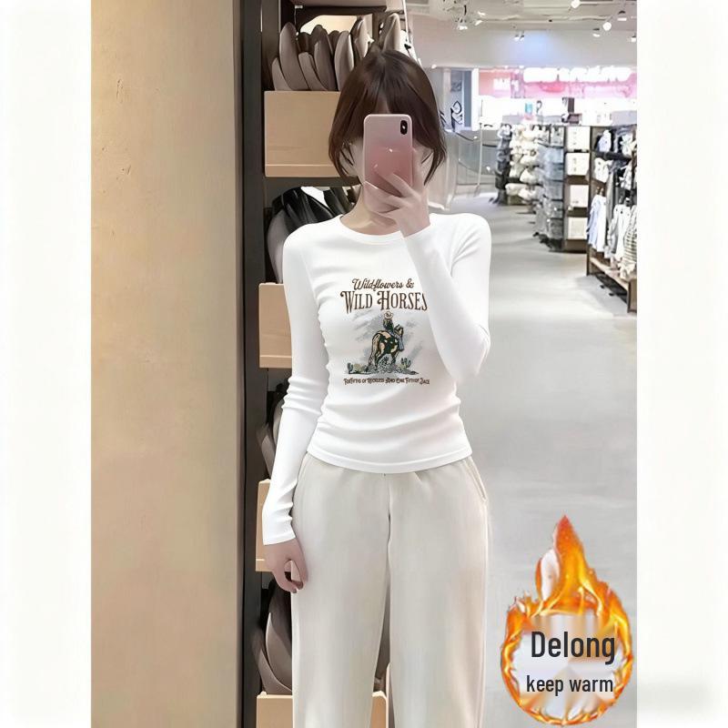 

Retro Cozy Plus Size Plush Long Sleeve Top for Autumn/Winter 3XL (145-160 lbs)