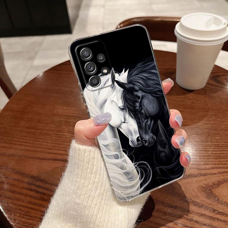 

Black White Horses Galloping Cover For Samsung Galaxy A56 A55 A36 A54 A52 A53 A15 A14 A16 A25 A34 A35 A26 A06 A32 A72 Phone Case Samsung A06