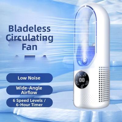 Ventilatore a Nebulizzazione Silenzioso Senza Pale 6 Velocità Mini Raffrescatore d'Aria Multifunzione Desktop Ventilatore Umidificatore Ufficio