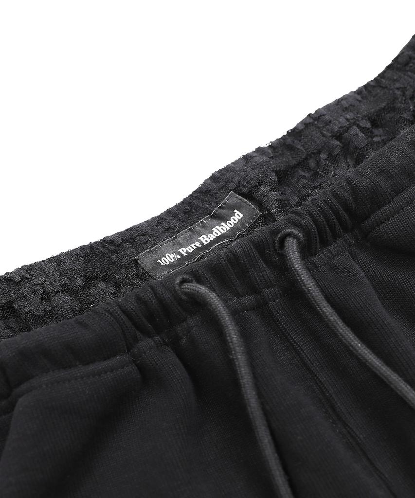 BADBLOOD Pure Lace Trim Joggers - Black