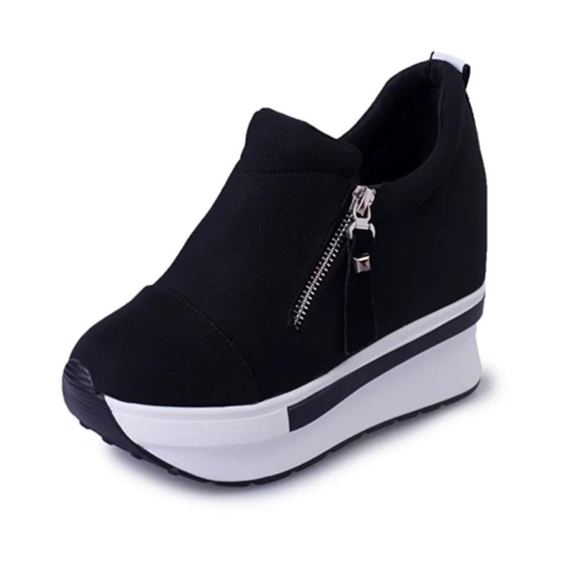 Fashion Women Wedges Ankle Boots Platform Thick Bottom Shoes Slip on Zipper Fashion Casual Female Sneakers Shoes Zapatos De Mujer