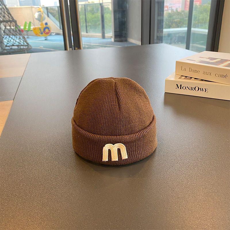 Autumn Winter Woolen Baby Hat - Knitted Letter Skull Cap, Korean Style Pullover for Newborns