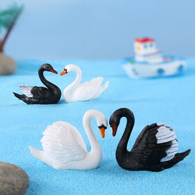 Micro-landscape Ornaments Succulent Decorations Black and White Swan Animal Ornaments Bonsaiand Small Plastic Ornaments