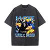 I Love Garlic Bread Skeleton Reaper Funny Graphic Washed Short Sleeve Loose Streetwear Tee Hip Hop