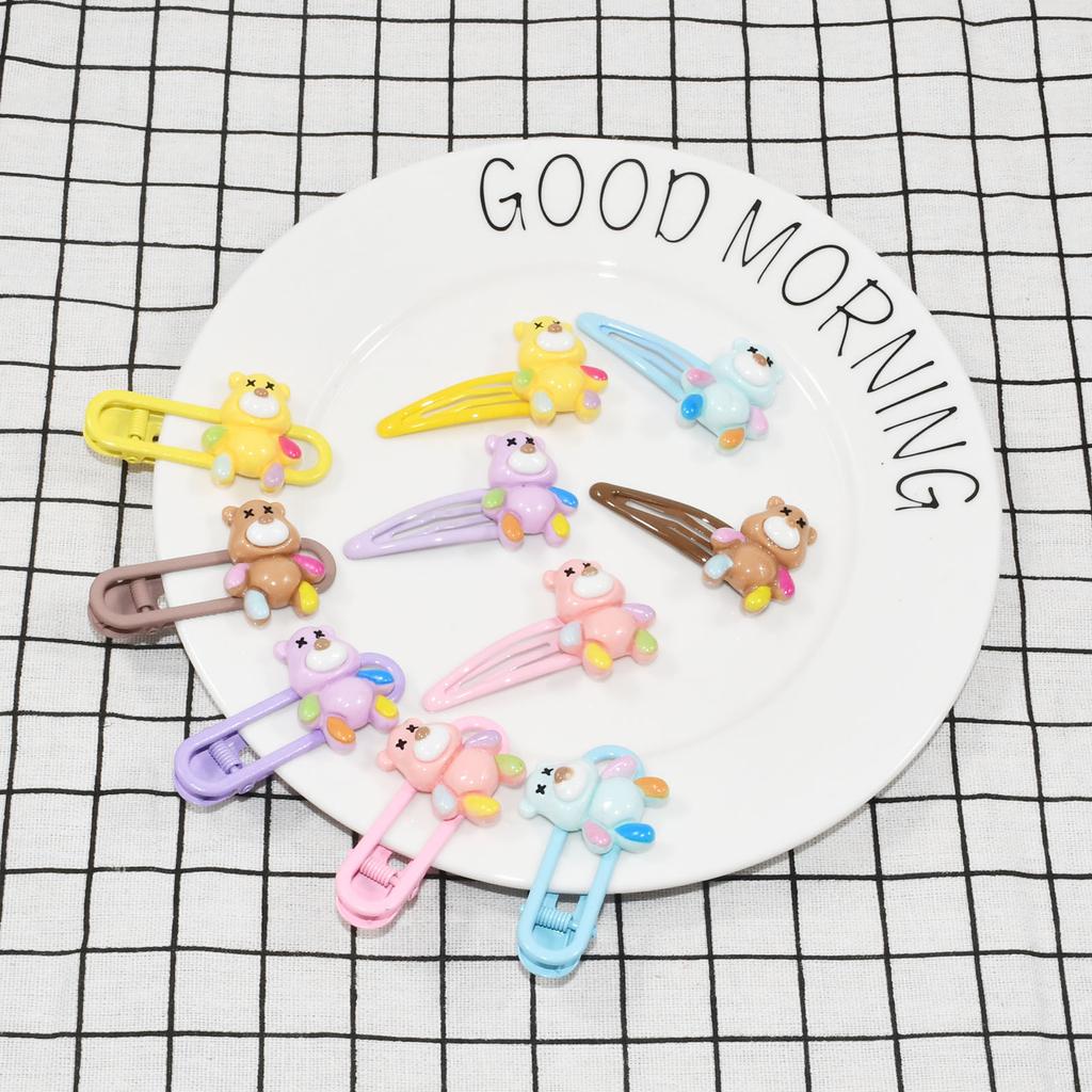 2 buc/set drăguț desen animat ursuleți benzi agrafe de păr pentru femei bomboane culori laterale clip dulce fete accesorii de păr utilizare zilnică