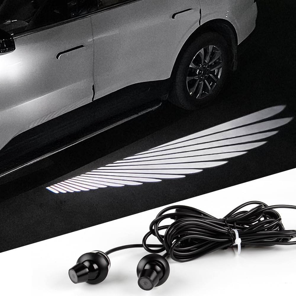 2PCS Car Rearview Mirror Welcome Lamp Blade Light Carpet Projection Lamp Laser Beam Carpet Lamp Universal