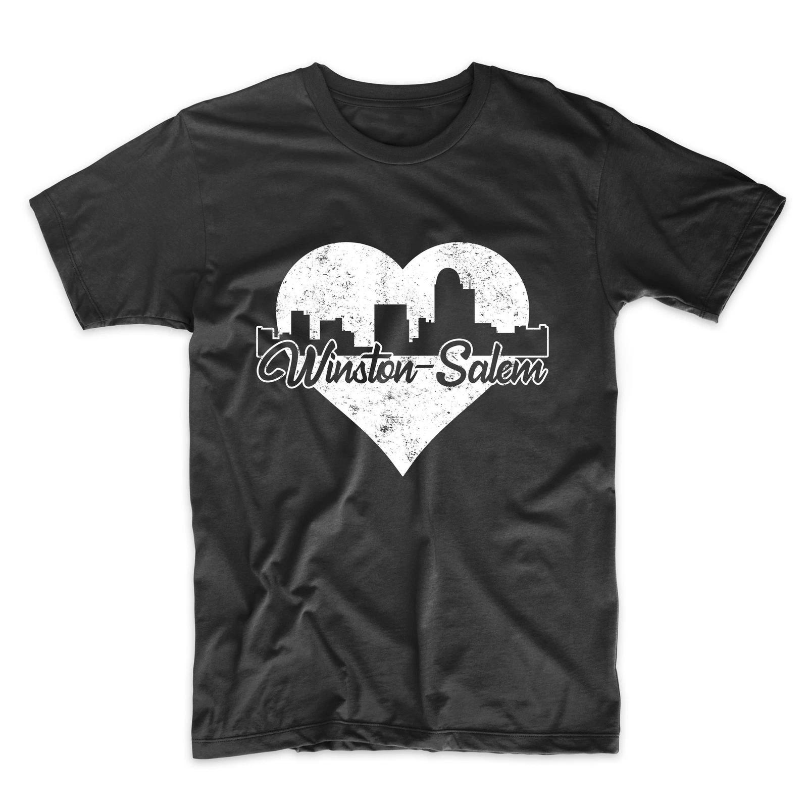 Men s Winston-Salem Shirt - Retro Winston-Salem NC Skyline Heart T-Shirt S