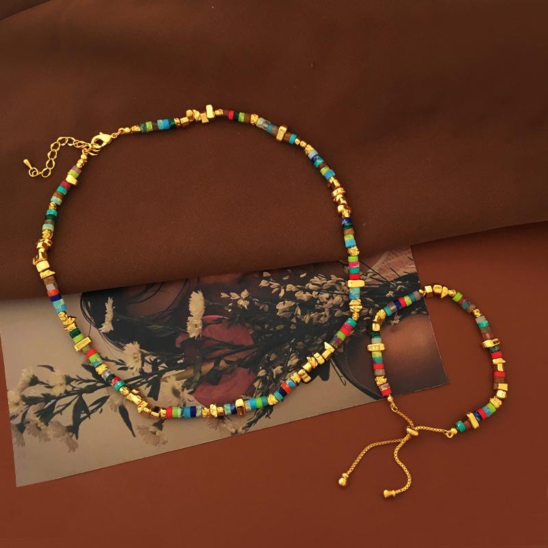 Retro Bohemian Stone Beaded Choker Necklace for Women