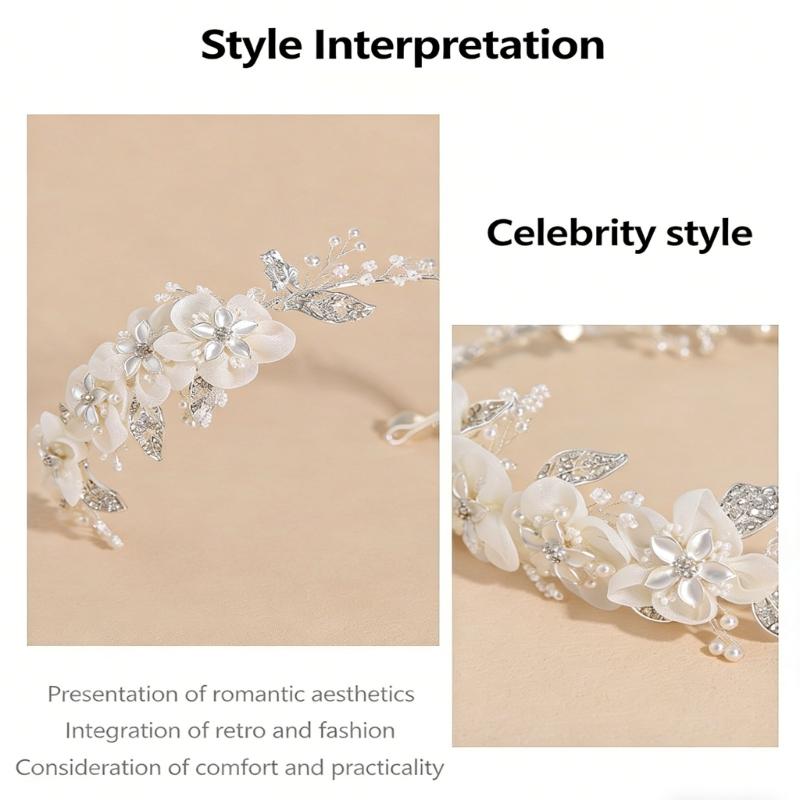 Elegant Asymmetric Snowflake Bridal Tiaras Made Of Copper Alloy With Simulated Pearls For Special Occasions