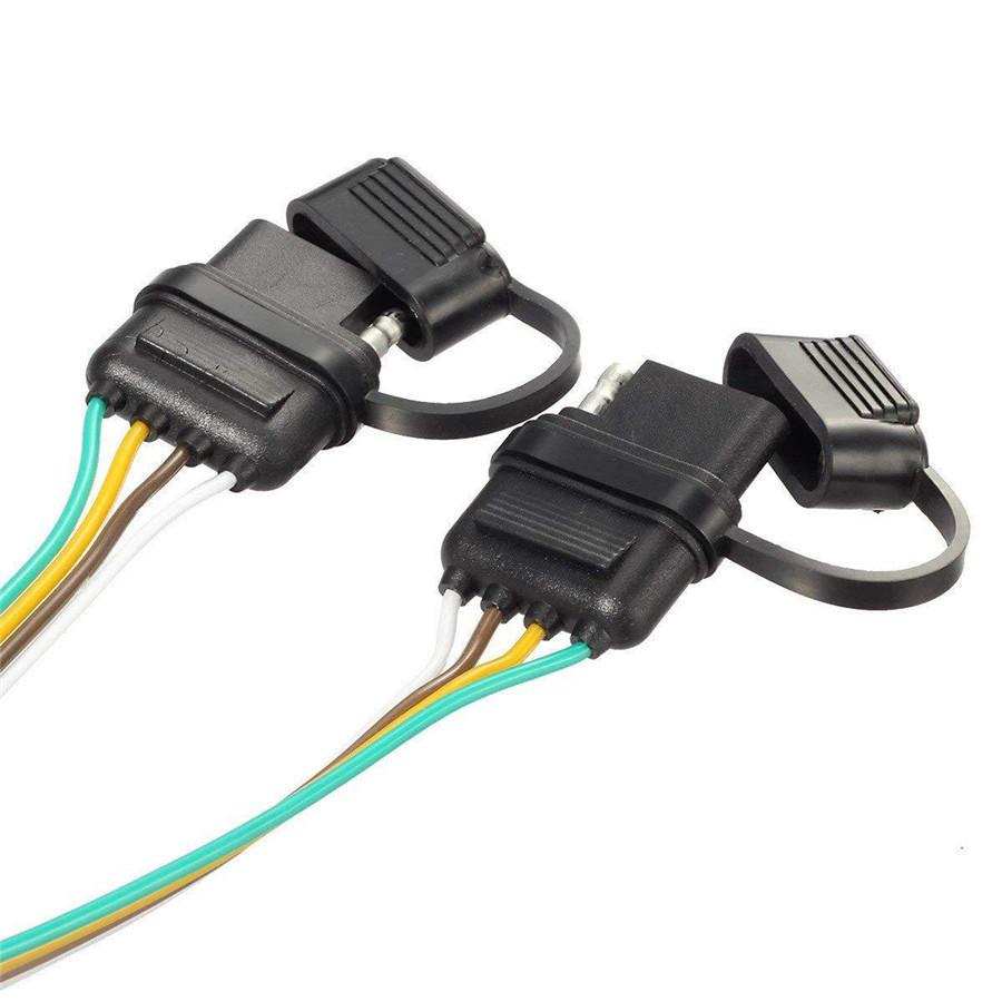2 Pcs 12V Flat 4 Way 4Pin Y-Splitter Automobile SUV Trailer LED Harness Adapters