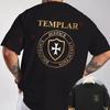 TEMPLAR Kreativer Druck Motorrad T-Shirt Doppelseitiger Druck Herren Sommer Kurzarm Rundhals