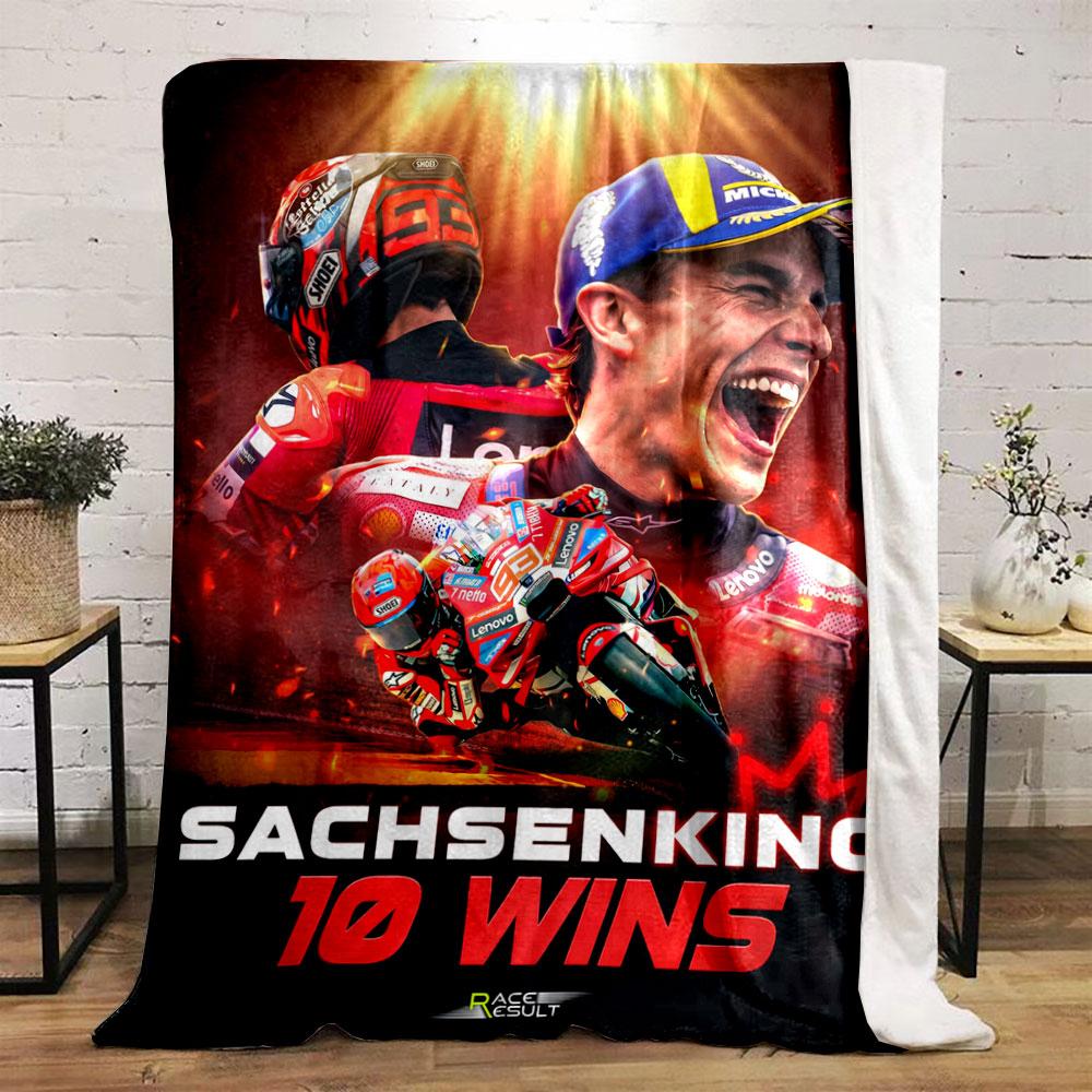 Vintage Marc Marquez Sachsenking MotoGP Wins Red Plush Blanket, Multipurpose Blanket for Home and Travel, Cloud-Like Blanket for Total Relaxation