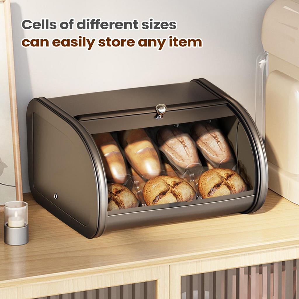 Bread Storage Container Roll Top Storage Keeper Small Items Organizer For Small Items Muffins Bakery Bread Kitchen Countertop