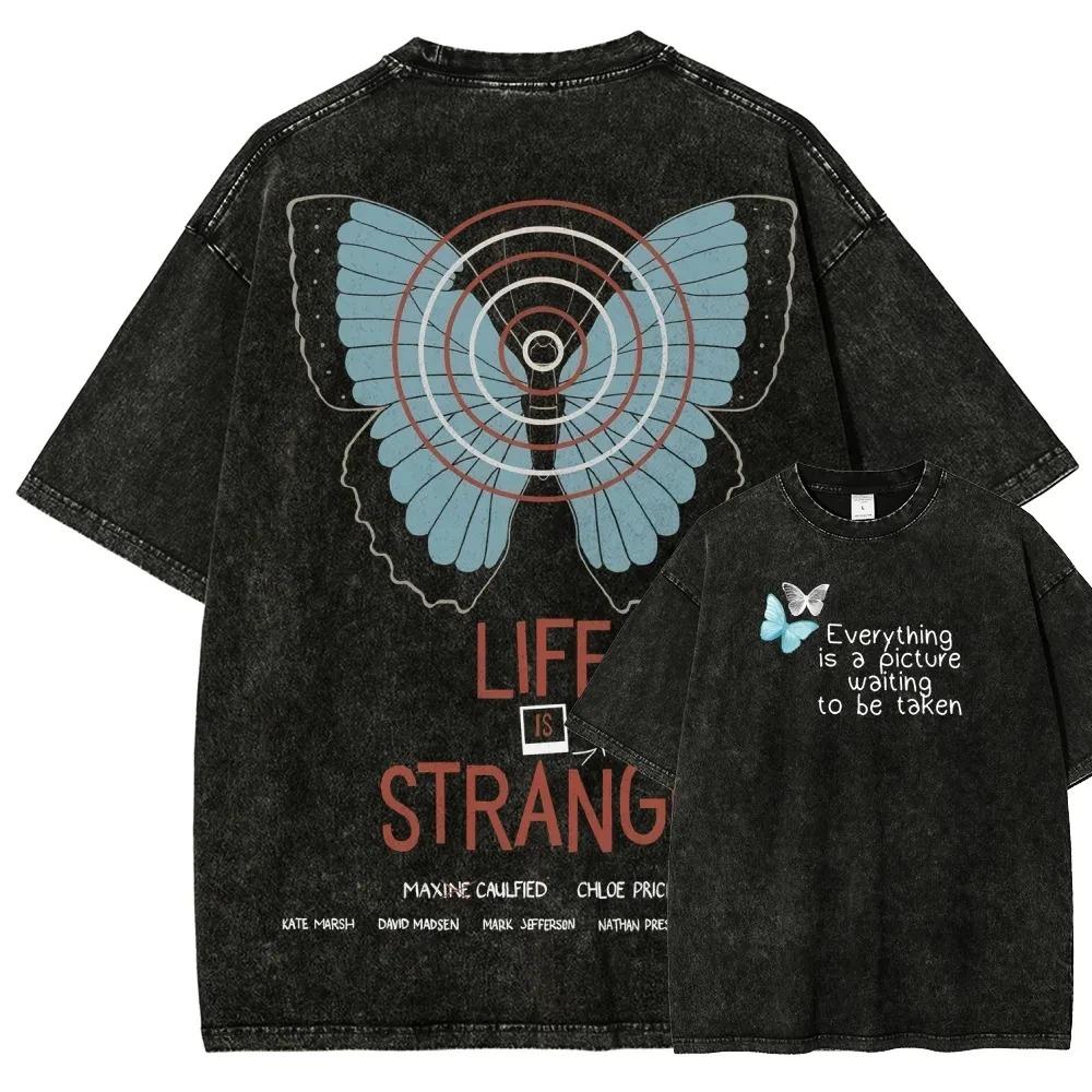 Série narativních adventur Life Is Strange Grafický potisk Periferie Tričko Pánské Dámské Vintage Praná Bavlna Oversized Trička