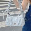 Korean Style Pleated Single Shoulder Bag Large Capacity Bow Bag Trendy Butterfly Bag  Unisex