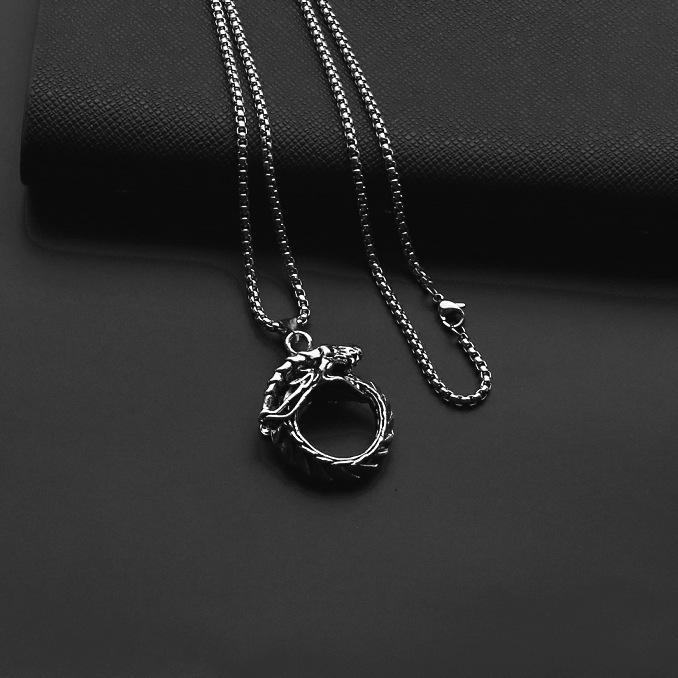 Fashion New European and American Punk Style Alien Dragon Men's Pendant Titanium Steel Necklace