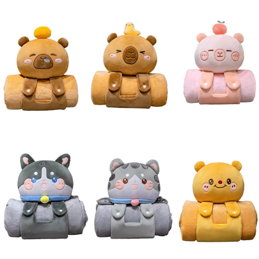 Plush Doll Air Conditioning Blanket Double-Use Pillow Soft Throw Blanket Naping Cushions Blanket Folding Gifts