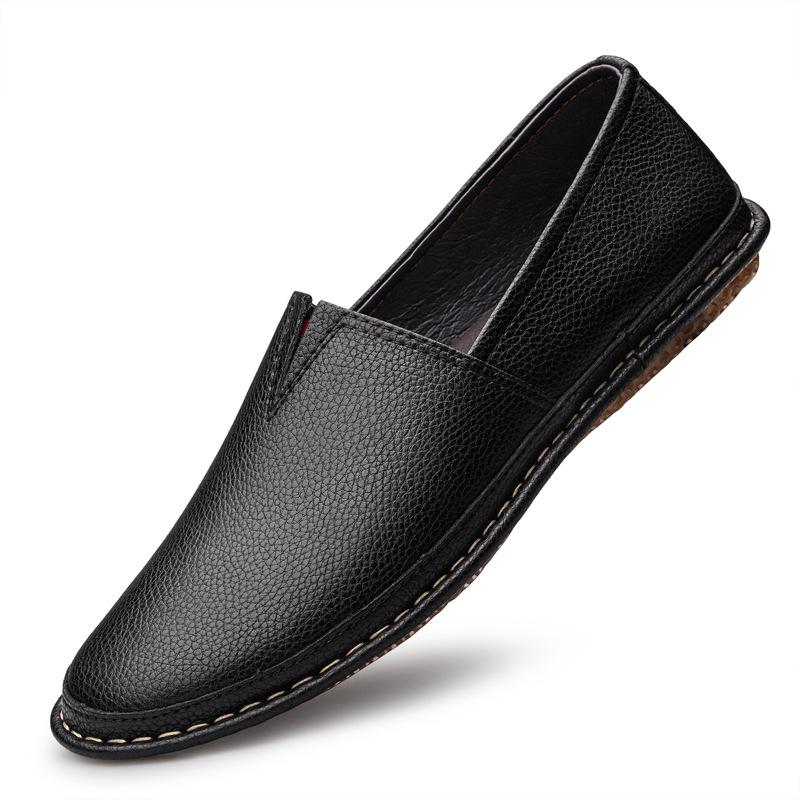 Men s Casual Leather Slip-On Loafers, Cowhide, Large Sizes Available 40 чёрный