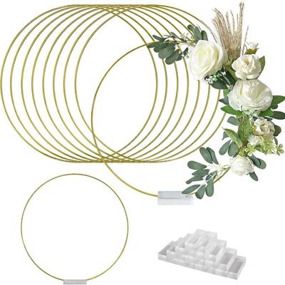 Couronne Base en Bois Anneau en Fer Anneaux Métalliques Dorés Pièces Centrales Métalliques Couronne Ronde Décorative en Métal Doré Taille 30cm