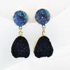New Bohemian Green Druzy Resin Stone Clip on Earrings No Pierced for Women Jewelry Drusy Ear Clips Eardrop Long Earrings